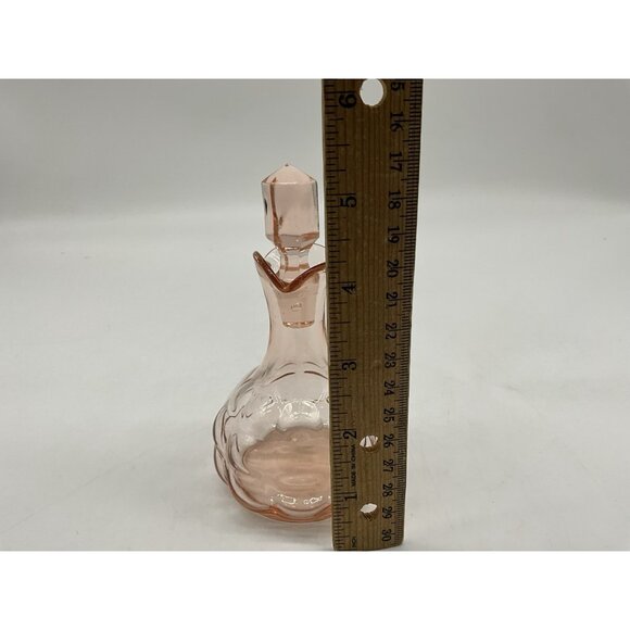 Pink Depression Glass 5" Bottle with Hexagon Shaped Stopper, MCM Collectible - Picture 11 of 13